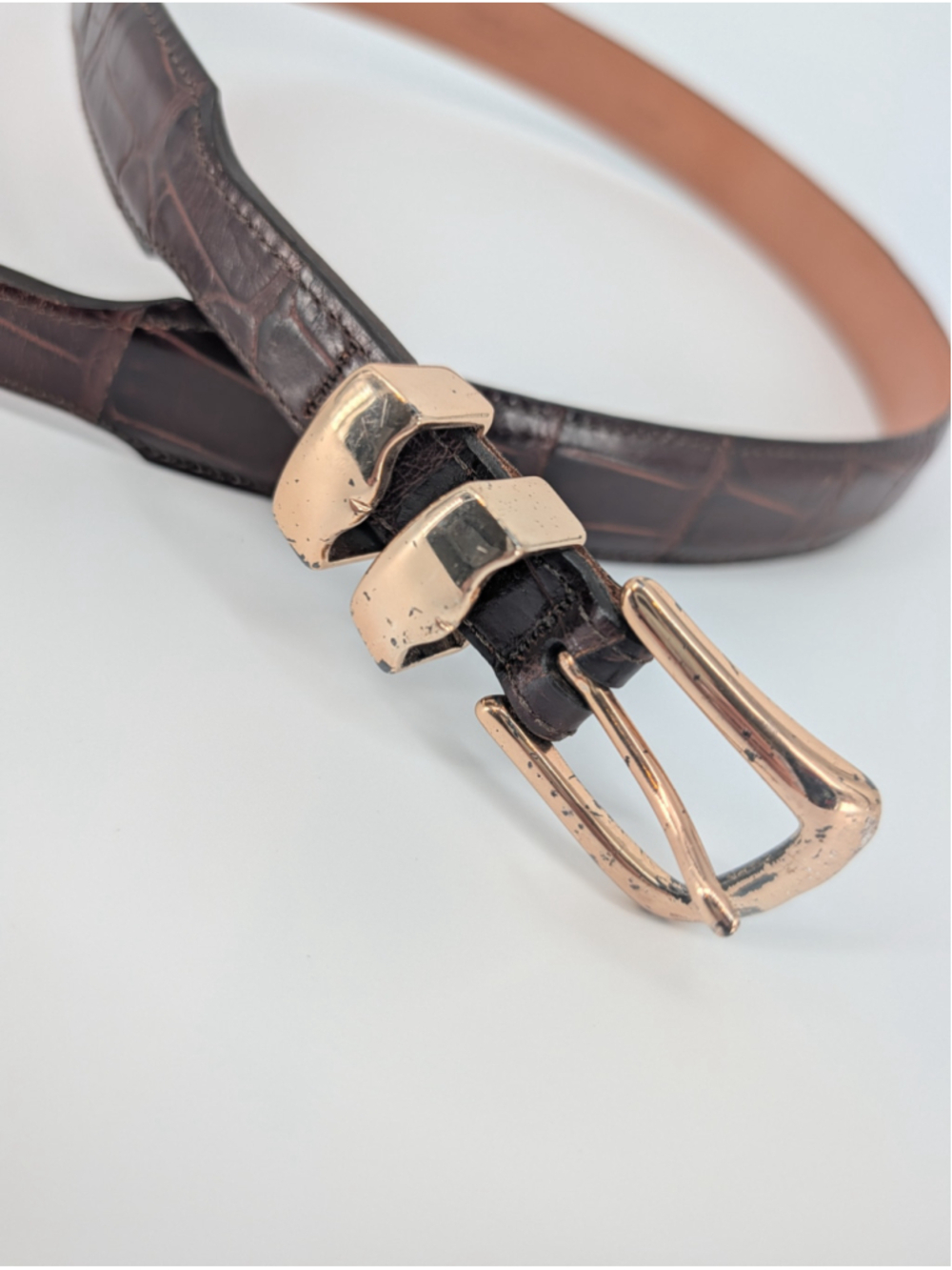 Martin Dingman 36 Brown Alligator Grain Italian Calfskin Belt USA 01608